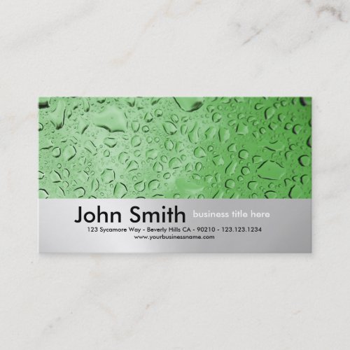 Water Droplets Brushed Metal Design business card