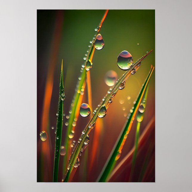 Water Droplets Calm Tranquil Nature Peaceful Zen Poster (Front)