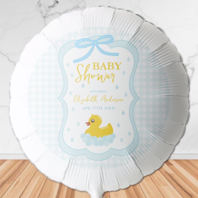 Water Droplets Gingham Boy Baby Shower Balloon (Creator Uploaded)
