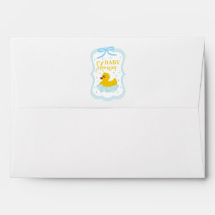 Water Droplets Gingham Boy Baby Shower Envelope