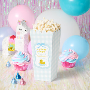 Water Droplets Gingham Boy Baby Shower Favor Boxes