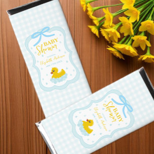 Water Droplets Gingham Boy Baby Shower Hershey Bar Favors