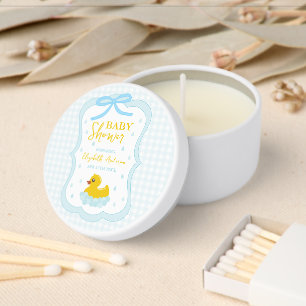 Water Droplets Gingham Boy Baby Shower Mini Candle Favors