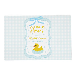 Water Droplets Gingham Boy Baby Shower Placemat
