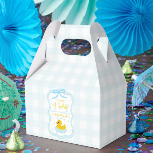 Water Droplets Gingham Boy Baby Shower Thank You Favor Boxes