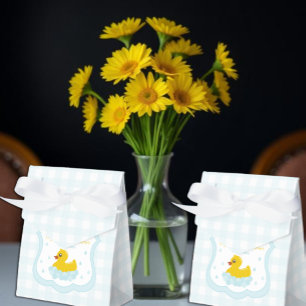 Water Droplets Gingham Boy Baby Shower Thank You Favor Boxes