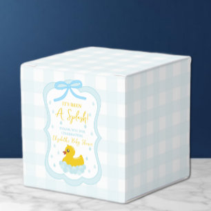 Water Droplets Gingham Boy Baby Shower Thank You Favor Boxes