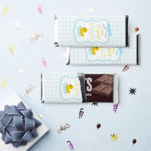 Water Droplets Gingham Boy Baby Shower Thank You Hershey Bar Favors