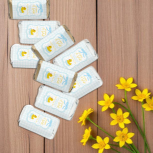 Water Droplets Gingham Boy Baby Shower Thank You Hershey's Miniatures