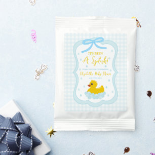 Water Droplets Gingham Boy Baby Shower Thank You Lemonade Drink Mix