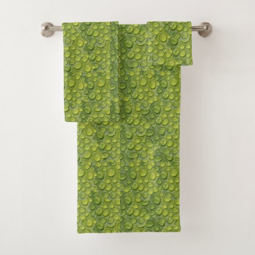 Water Droplets Green Leaf Nature Pattern Bath Towel Set