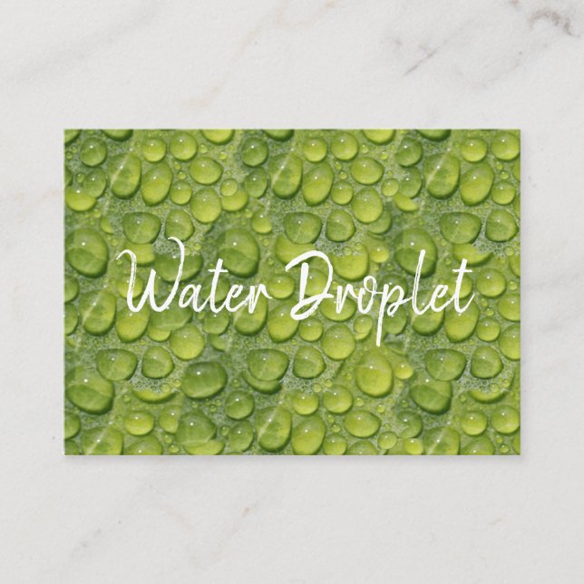 Water Droplets Green Leaf Nature Pattern Business Card (Front)