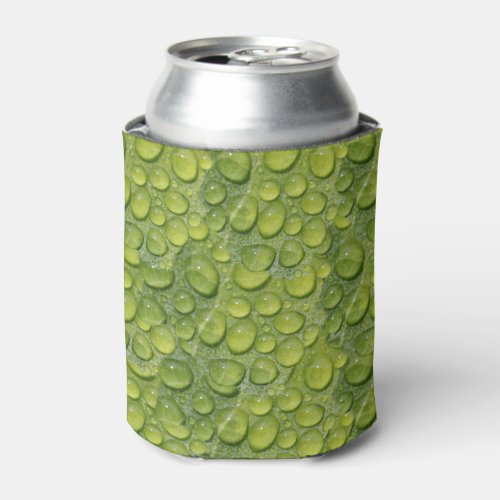 Water Droplets Green Leaf Nature Pattern Can Cooler