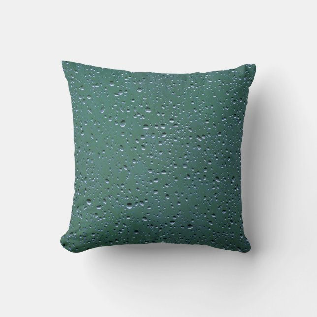 Water Droplets on a Green Background Throw Pillow (Front)