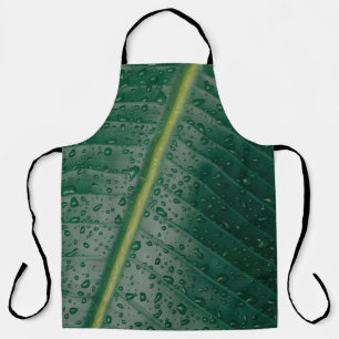 Water droplets on banana leaf apron