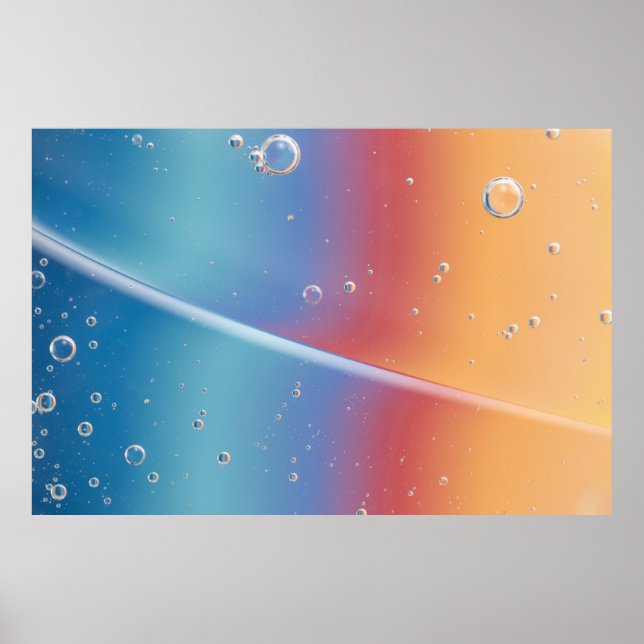 WATER DROPLETS ON BLUE PLASTIC BUCKET POSTER (Front)