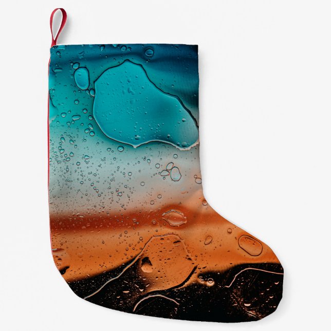 Water droplets on glass panel small christmas stocking (Front)