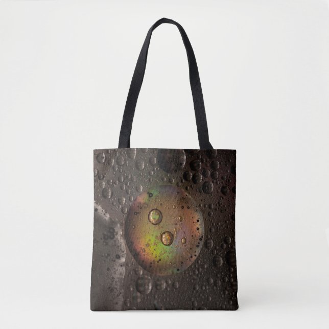 Water droplets on glass panel tote bag (Front)
