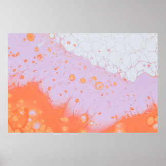 WATER DROPLETS ON RED SURFACE POSTER