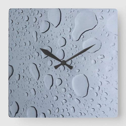 Water Droplets Patterns Gray Gray Abstract Artsy Square Wall Clock