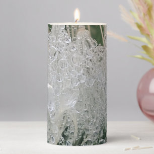 Water droplets pillar candle