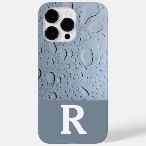 Water Drops Abstract Monogram Initials Grey Custom Case_Mate iPhone 14 Pro Max Case