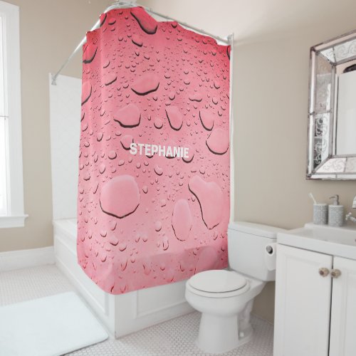 Water Drops Abstract Rose Gold Pink Custom Nam Shower Curtain