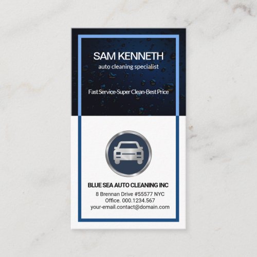 Water Drops Blue Border Frame Auto Car Wash Business Card