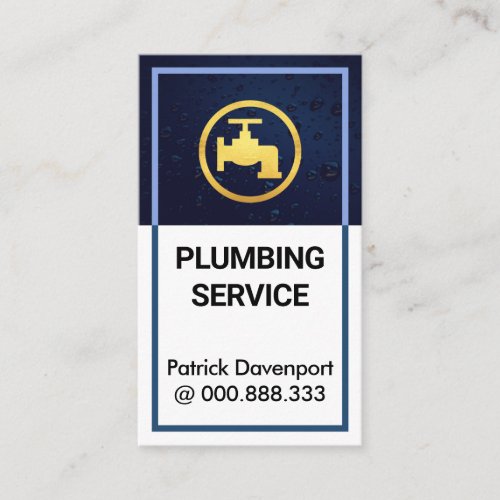 Water Drops Blue Frame Plumbing Business Card