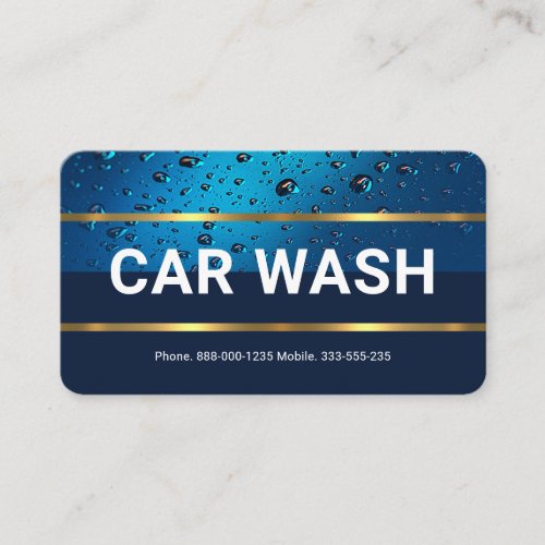 Water Drops Blue Layer Gold Lines Business Card