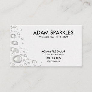 Water Drops Bright Bubbles Commercial Cleaning Business Card