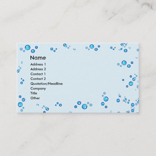 Customizable Water Drops Business Cards