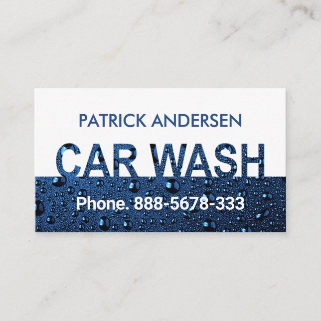 Water Drops Car Wash Signage Business Card (Front)