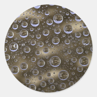 water drops classic round sticker