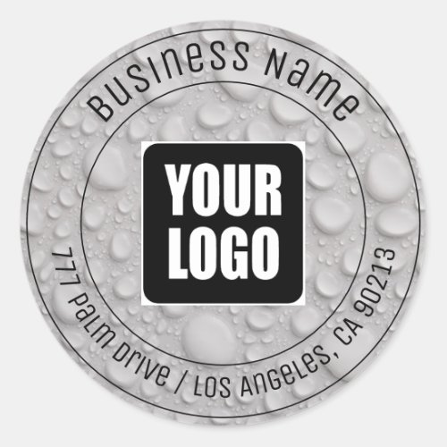 Water Drops DIY Business Name Address  Logo Classic Round Sticker