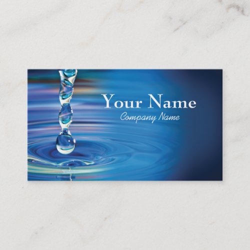 Water drops flowing into pool business card