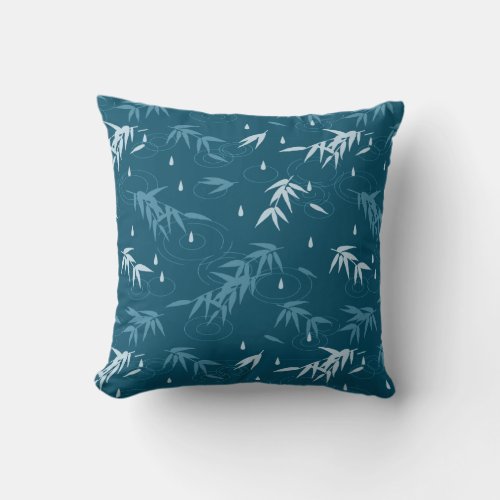 Water Drops From Bamboo Leaves Throw Pillow