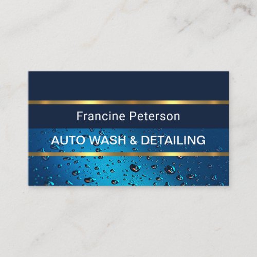 Water Drops Gold Lines Auto Car Business Card