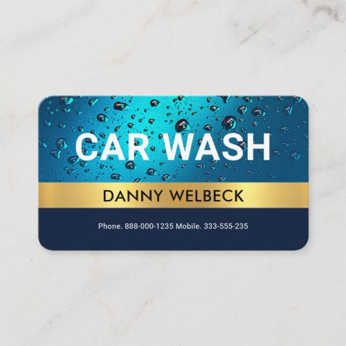 Water Drops Gold Stripe Auto Center Business Card