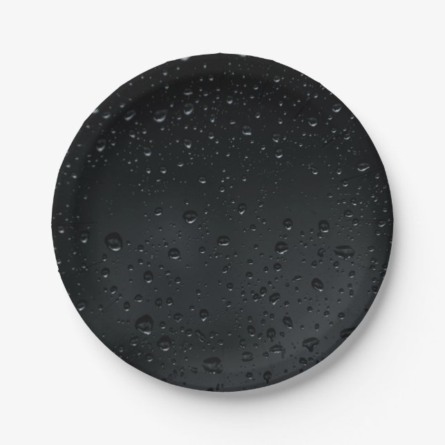 water drops on black window   paper plates (Front)