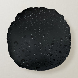 water drops on black window  round pillow