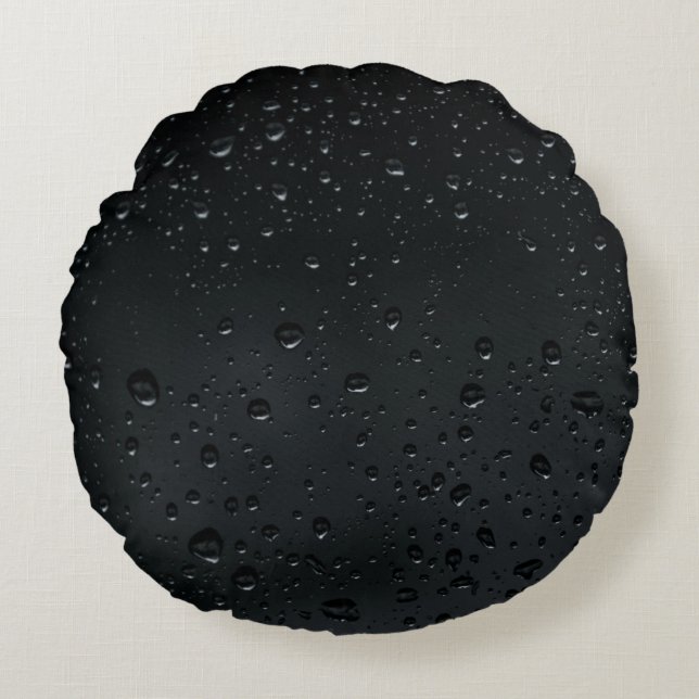 water drops on black window  round pillow (Front)