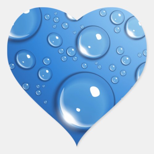 Water drops on blue heart sticker