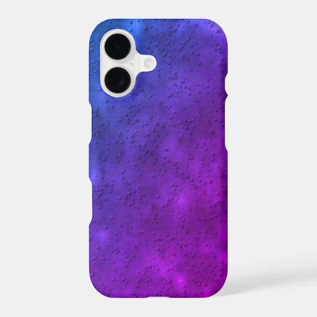 Water drops on blue pink metal iPhone case (Back)