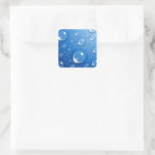 Water drops on blue square sticker (Bag)