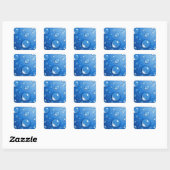 Water drops on blue square sticker (Sheet)