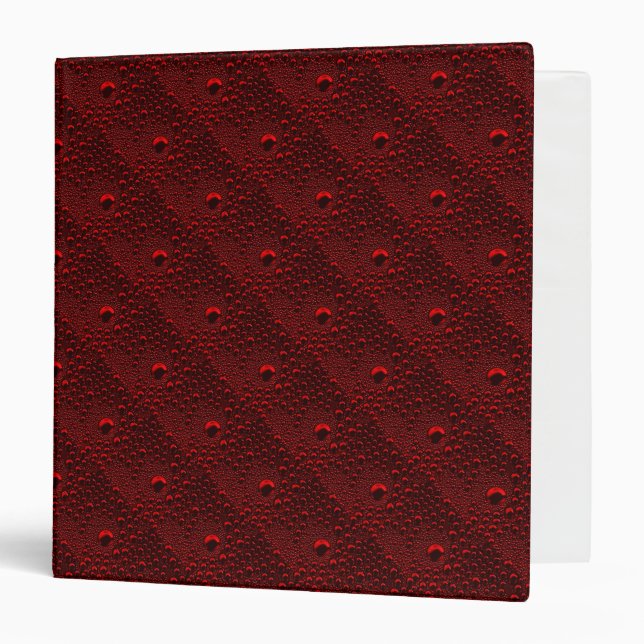 Water Drops on Crimson Metal 3 Ring Binder (Front/Inside)