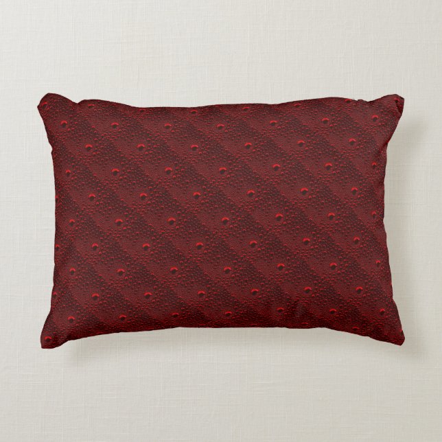 Water Drops on Crimson Metal Accent Pillow (Front)