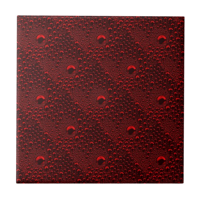 Water Drops on Crimson Metal Ceramic Tile (Front)