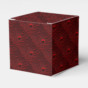 Water Drops on Crimson Metal Favor Boxes